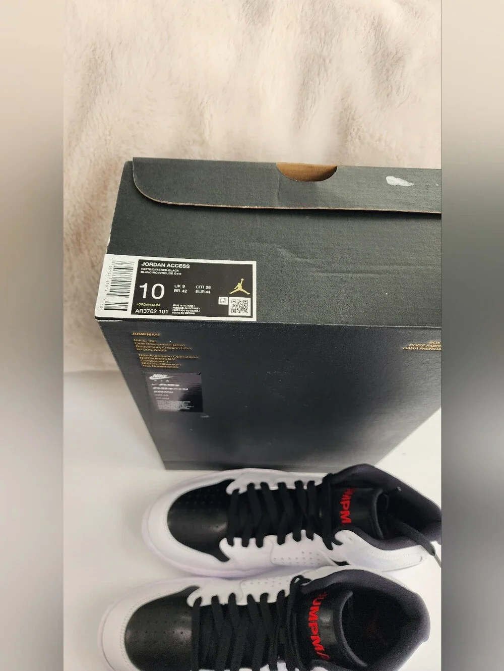 Jordan Access Mid-Top Sneakers White Black AR3762-101 Leather Upper Size 10